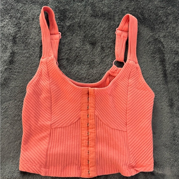 Coral Ribbed Women's Top - Picture 2 of 3